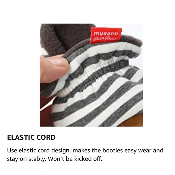 Unisex-Baby White and Grey Stripes Fleece Booties Socks Non Skid Gripper Bottom - Picture 9 of 12